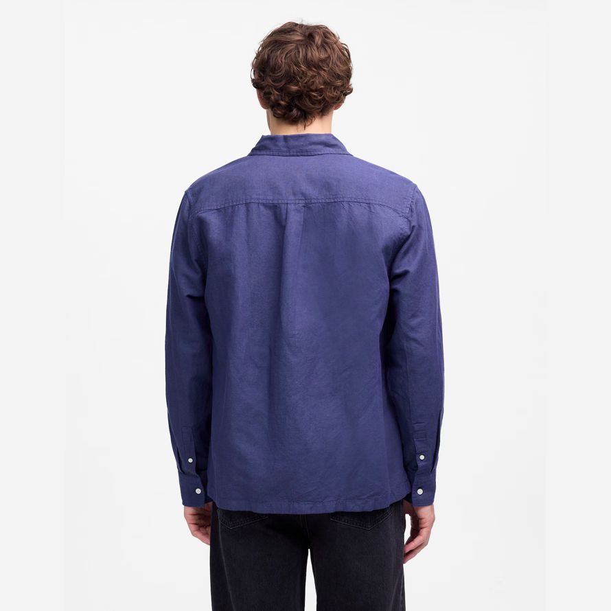dark indigo madewell button-up baumwoll-leinen-mischung herren t-shirts