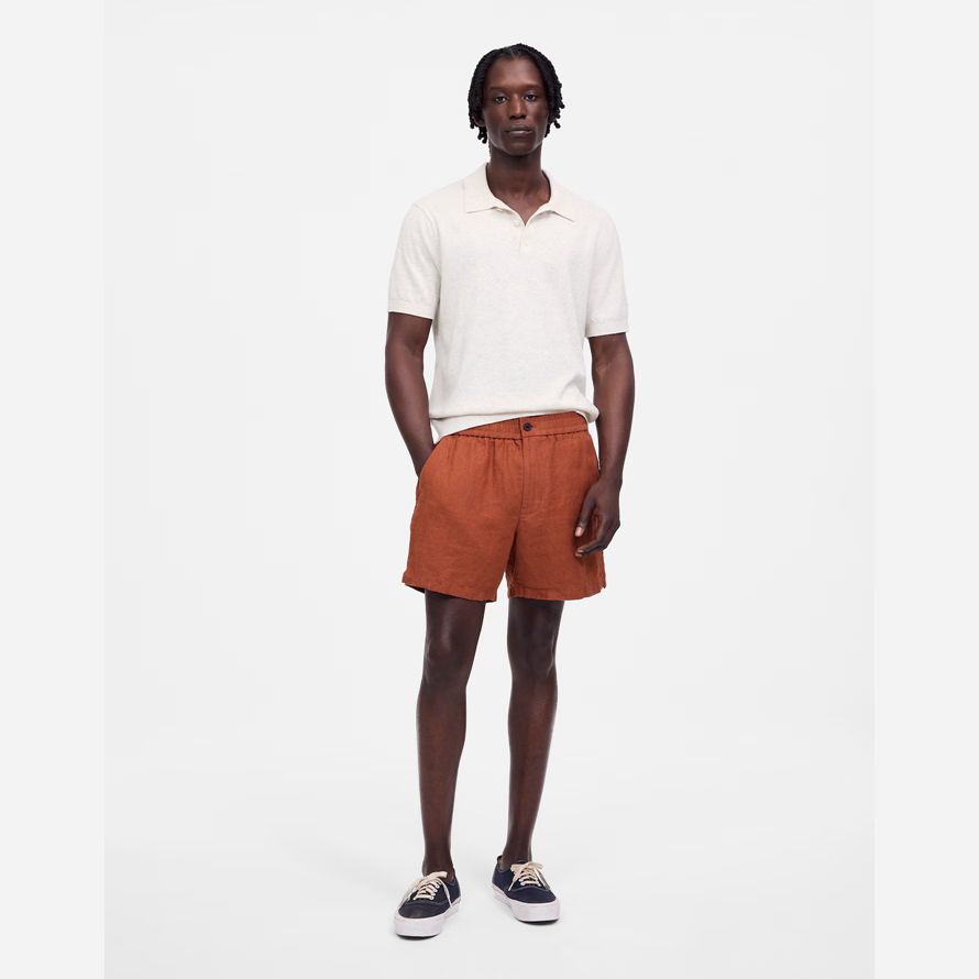 orange braun herren madewell everywear leinen shorts
