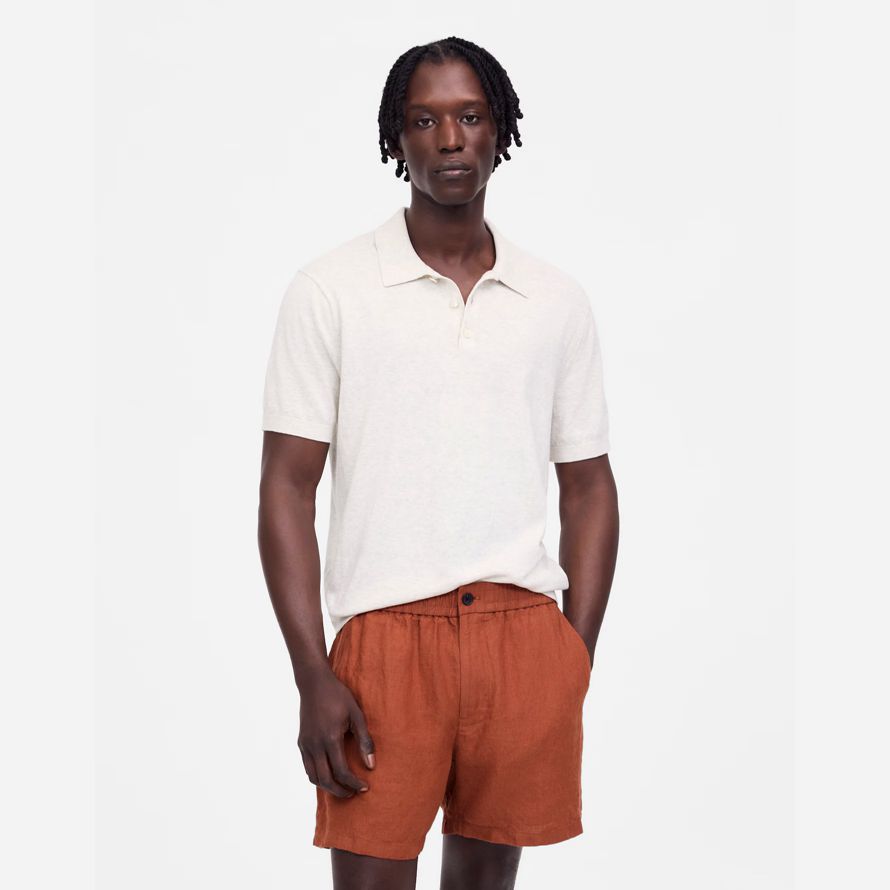 orange braun herren madewell everywear leinen shorts