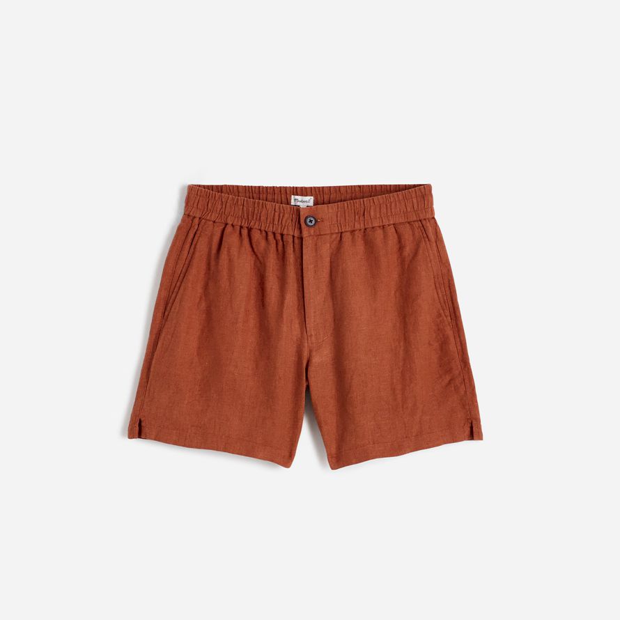 orange braun herren madewell everywear leinen shorts