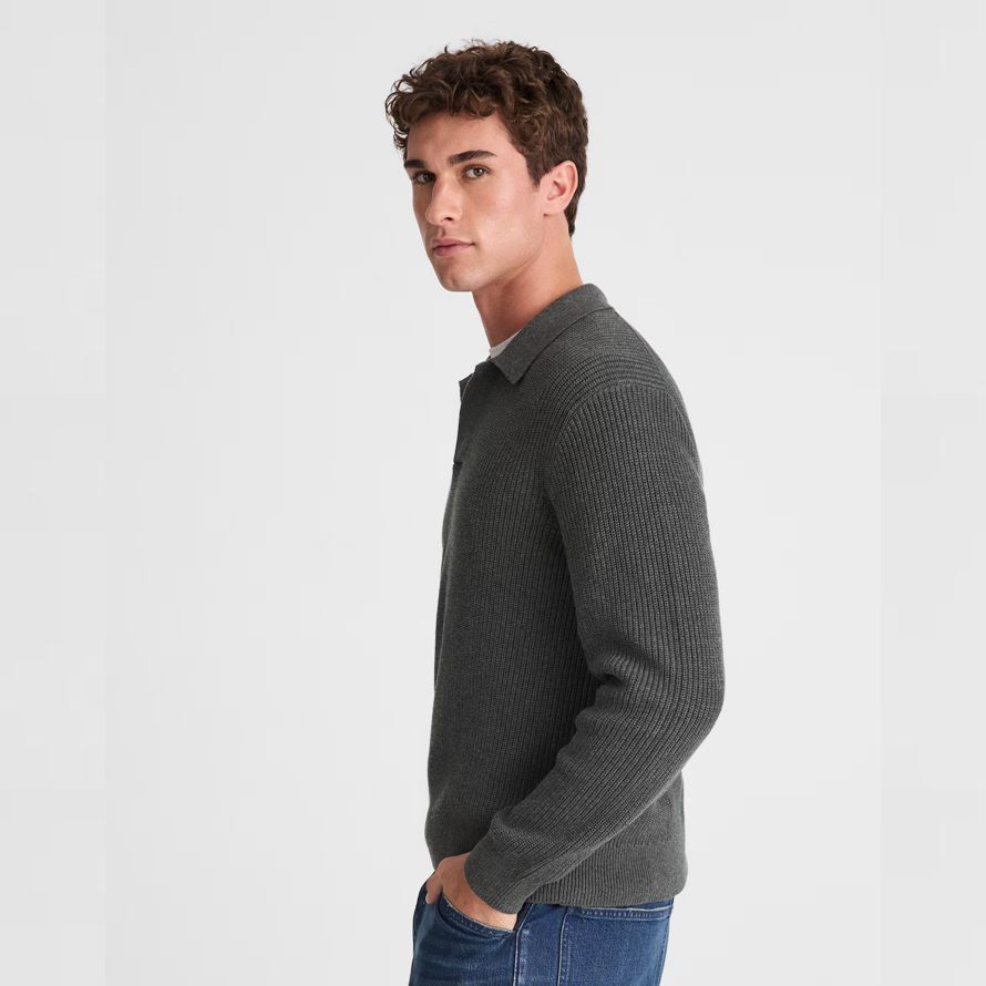 herren madewell shaker-stitch polo pullover dark grey