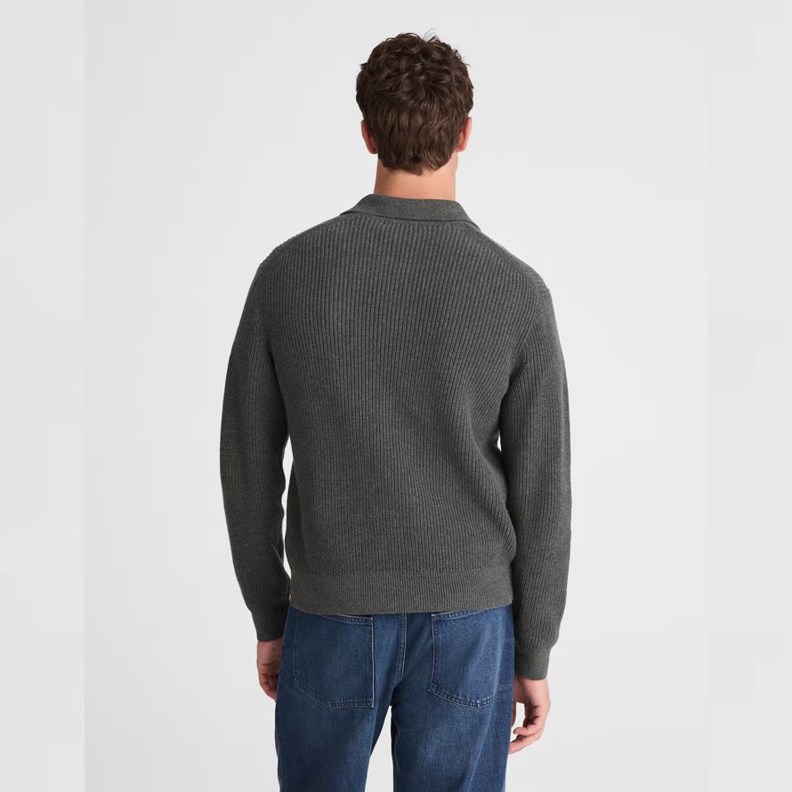 herren madewell shaker-stitch polo pullover dark grey