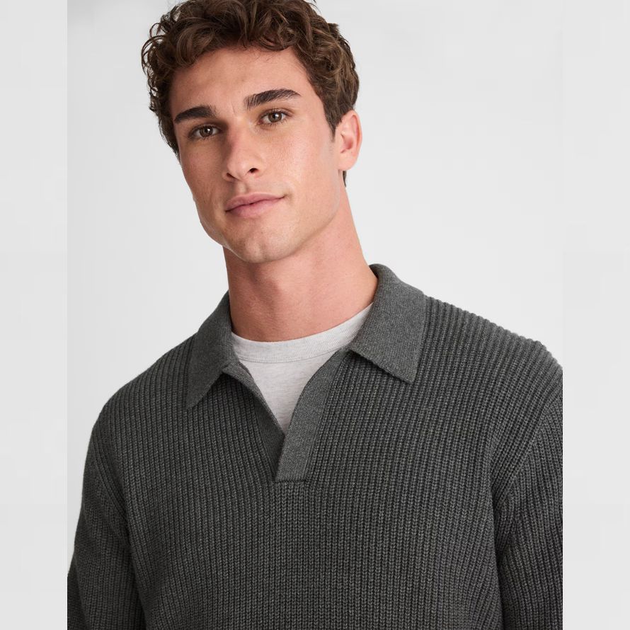 herren madewell shaker-stitch polo pullover dark grey