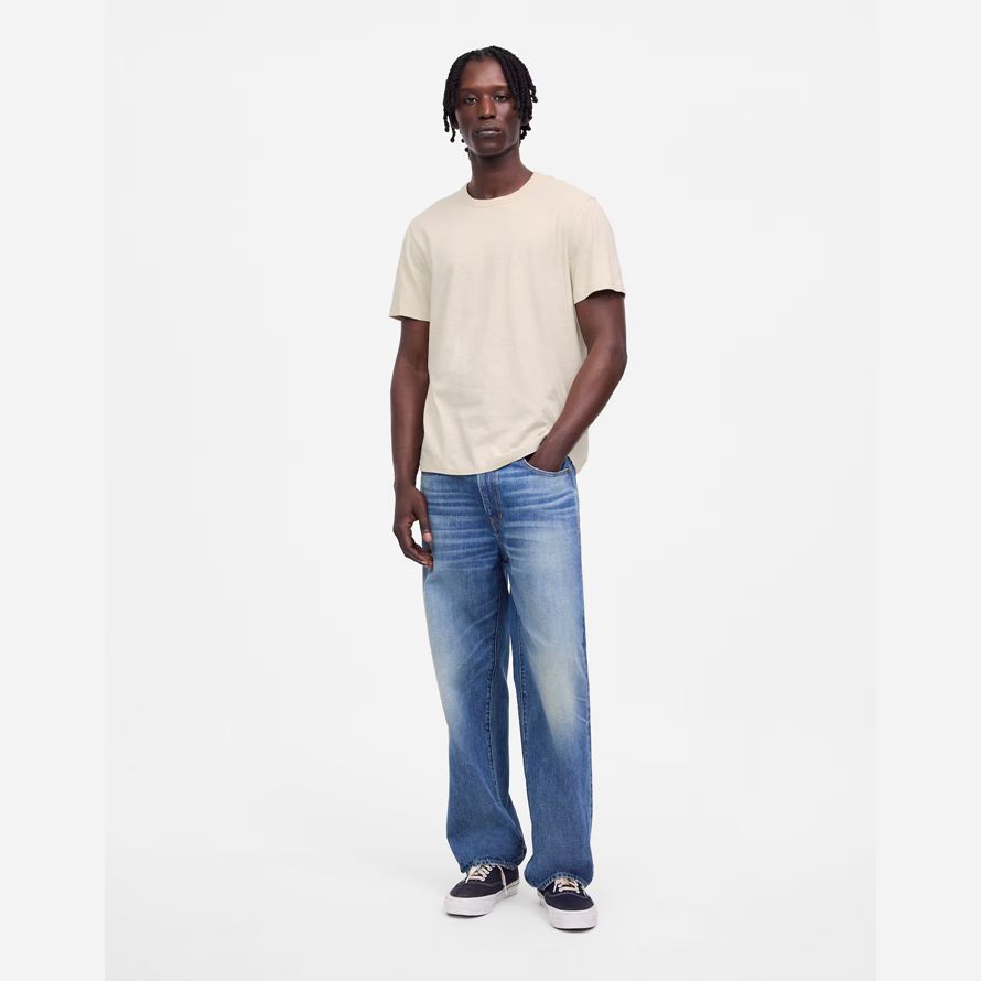 beige herren madewell allday baumwoll-leinen-blend t-shirts