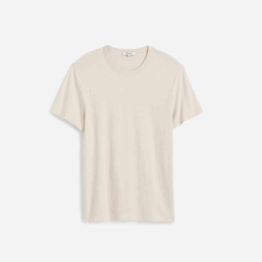 beige herren madewell allday baumwoll-leinen-blend t-shirts