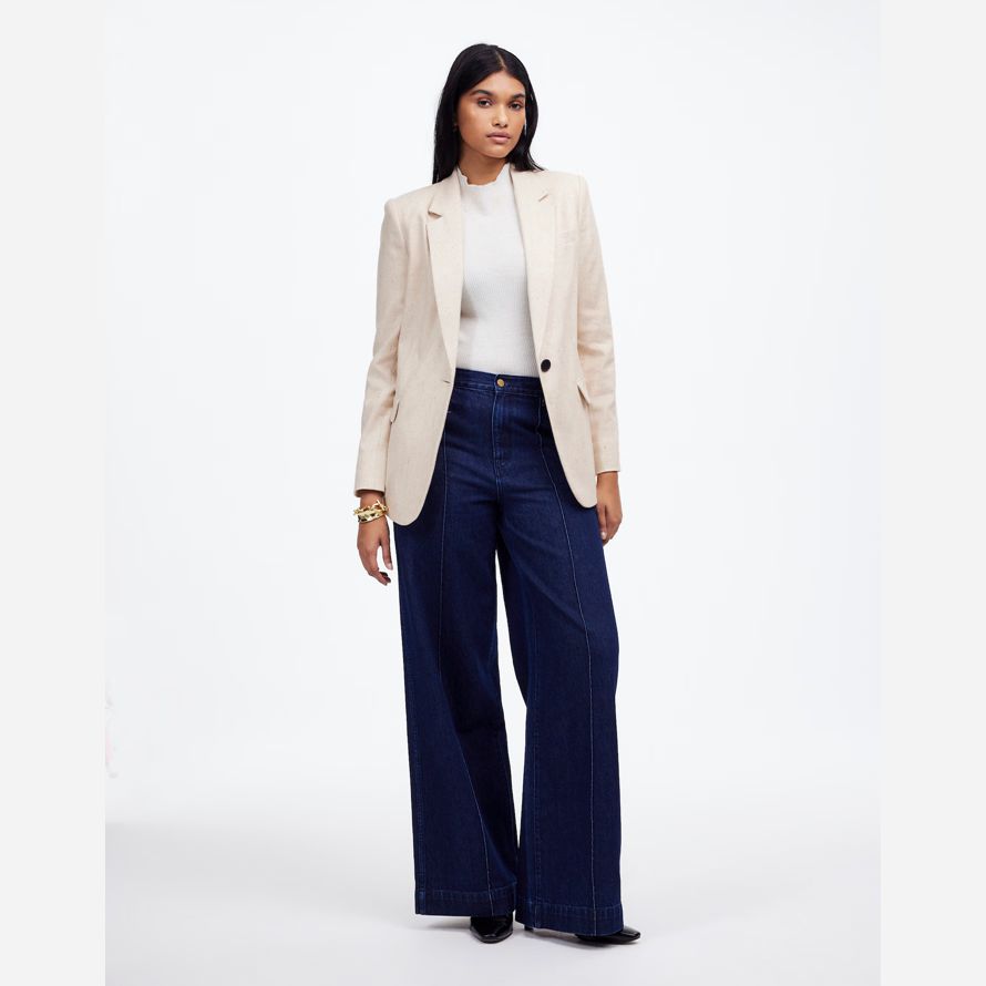 beige damen madewell die kline blazer