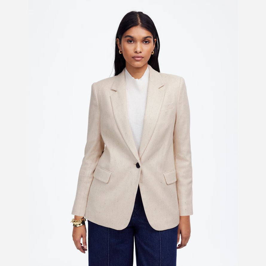 beige damen madewell die kline blazer