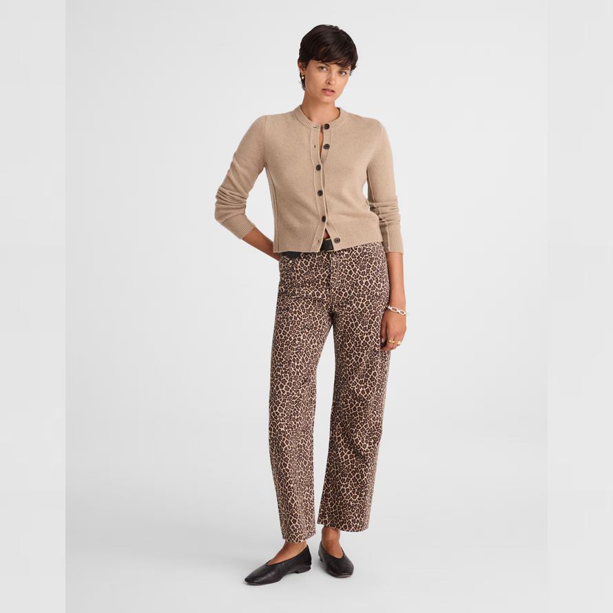 beige damen madewell cashmere button-front cardigan