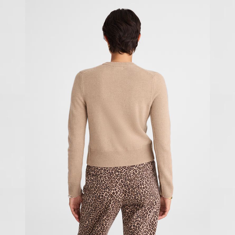 beige damen madewell cashmere button-front cardigan