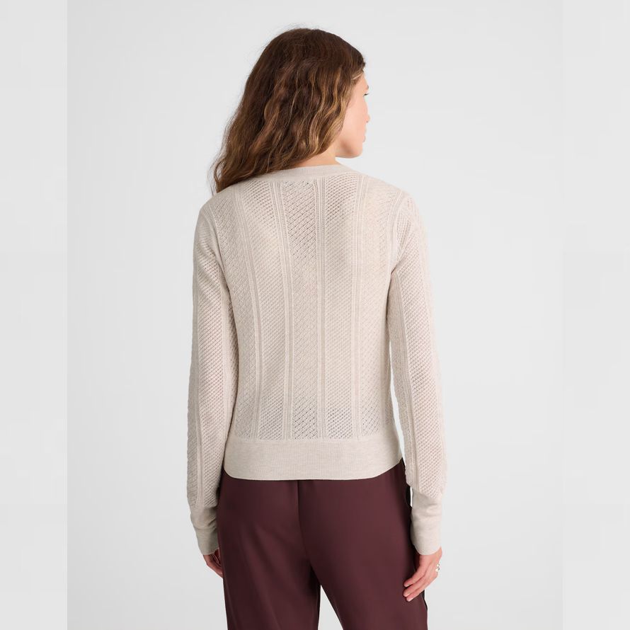 beige madewell die signatur pointelle knit womens cardigan
