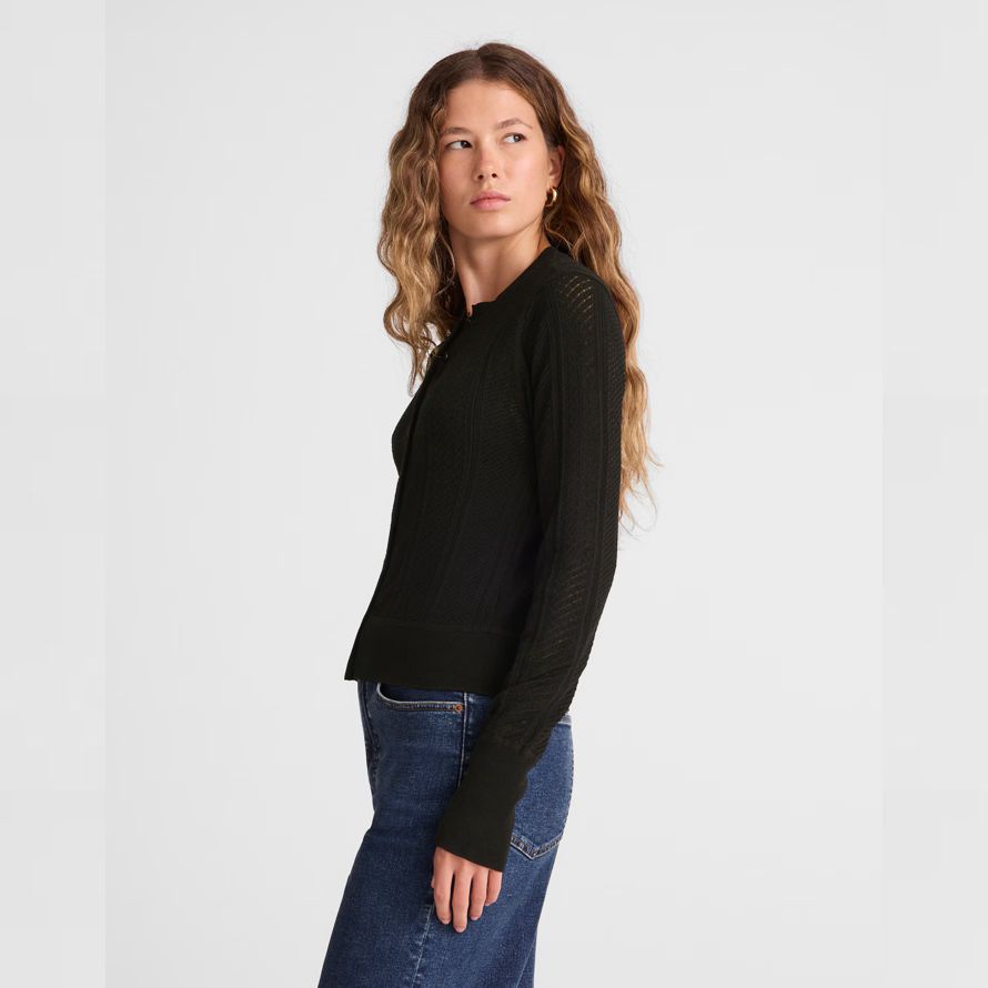 madewell die signatur pointelle knit womens cardigan schwarz