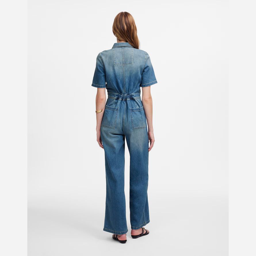 blau damen madewell zip front denim overalls