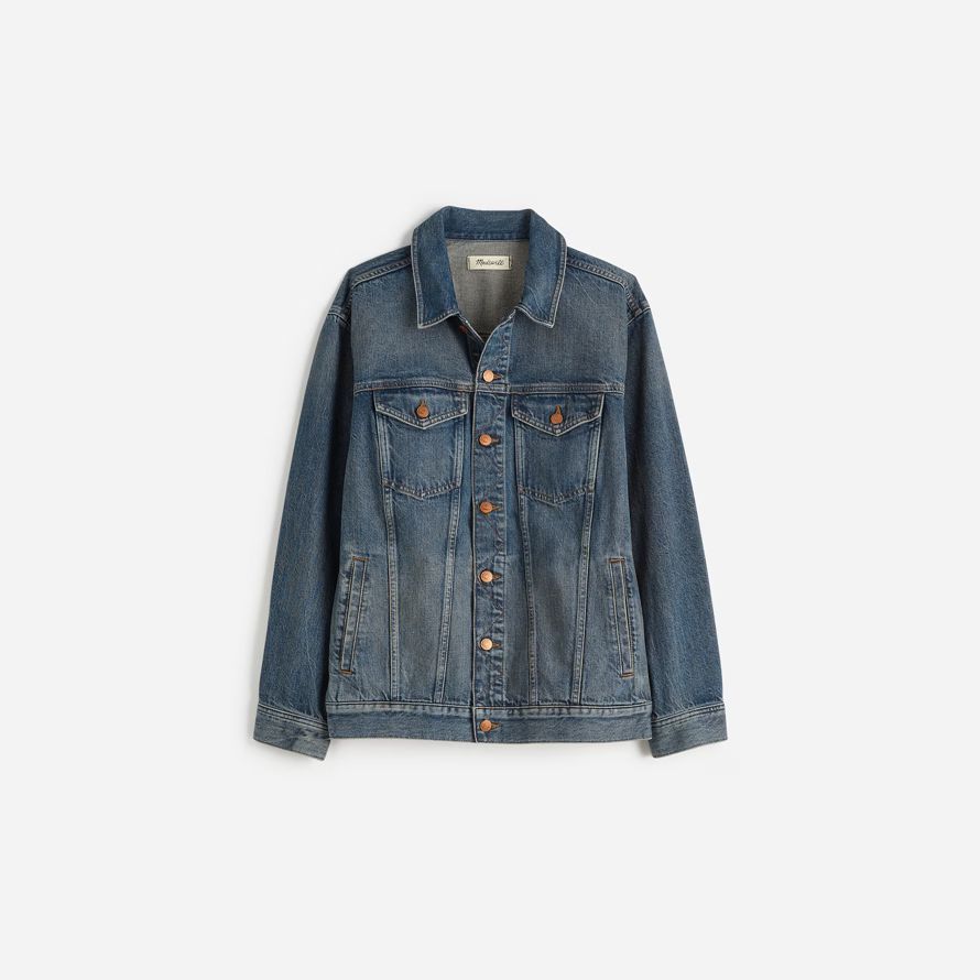 damen madewell button-front denim jacket blue