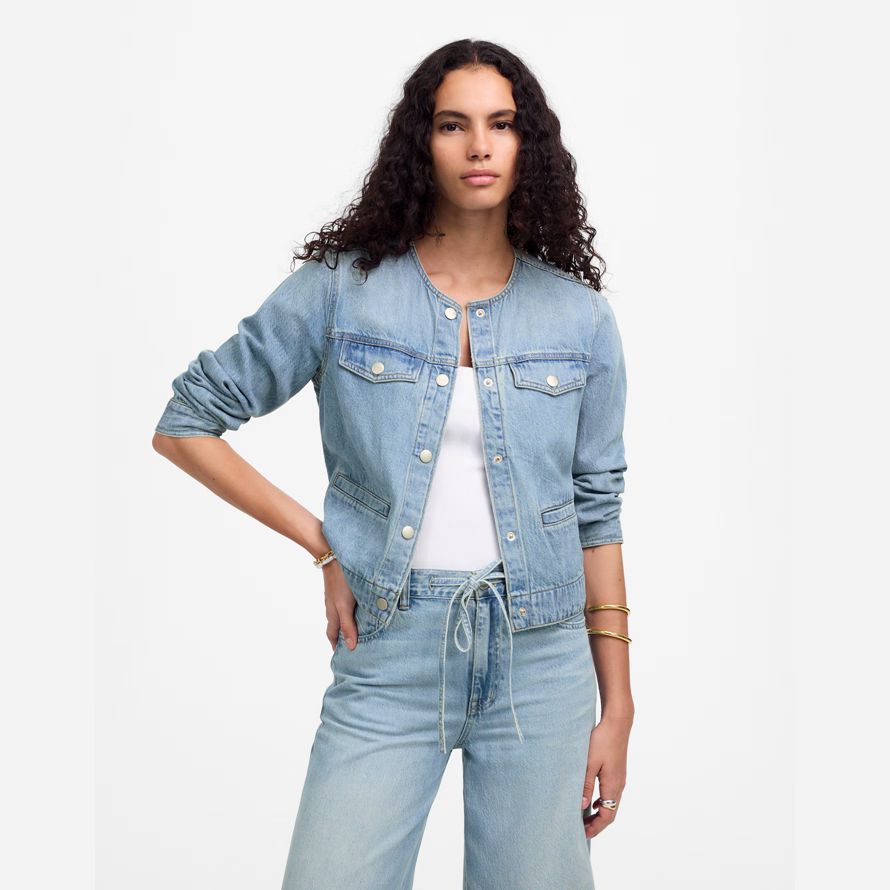 blau madewell cinched luftig womens denim jacket
