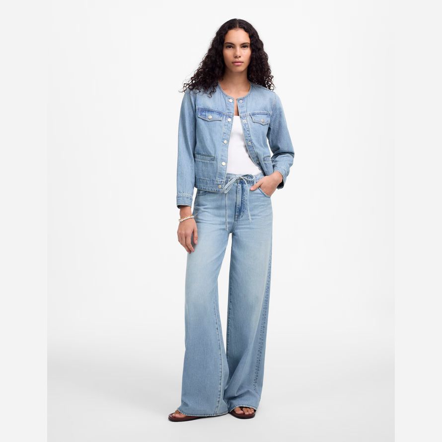 blau madewell cinched luftig womens denim jacket