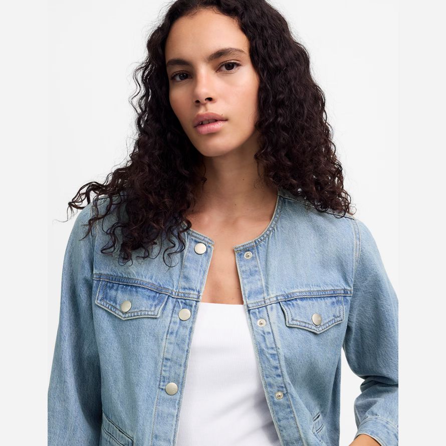 blau madewell cinched luftig womens denim jacket