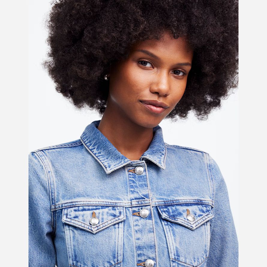 damen madewell denim trucker jacket blue