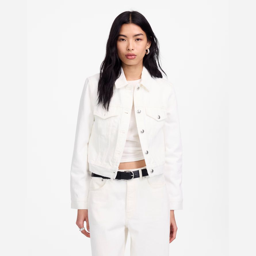weiße madewell crop jean trucker damen-jacken