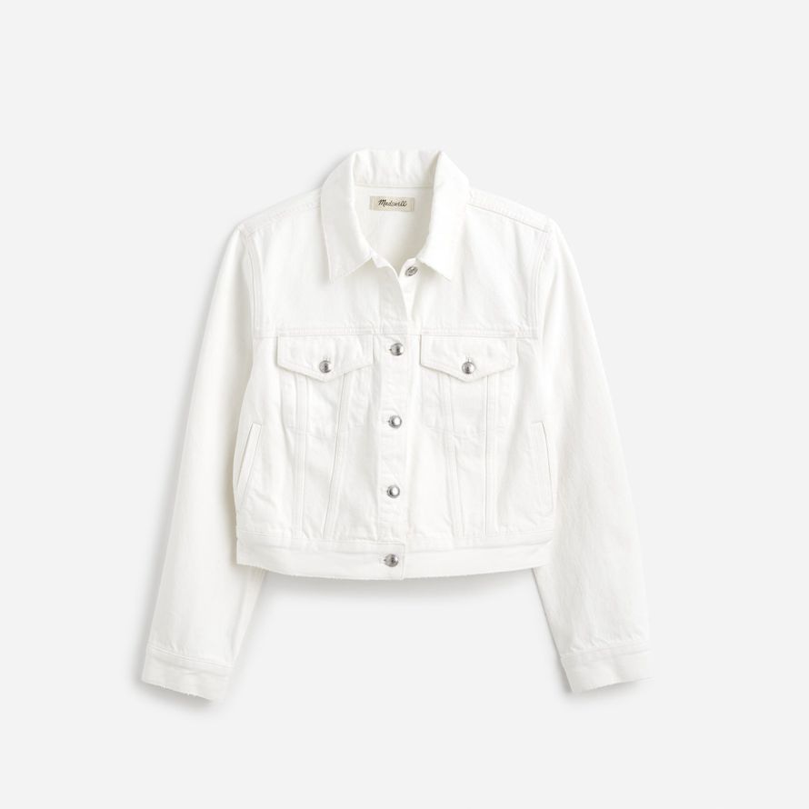 weiße madewell crop jean trucker damen-jacken