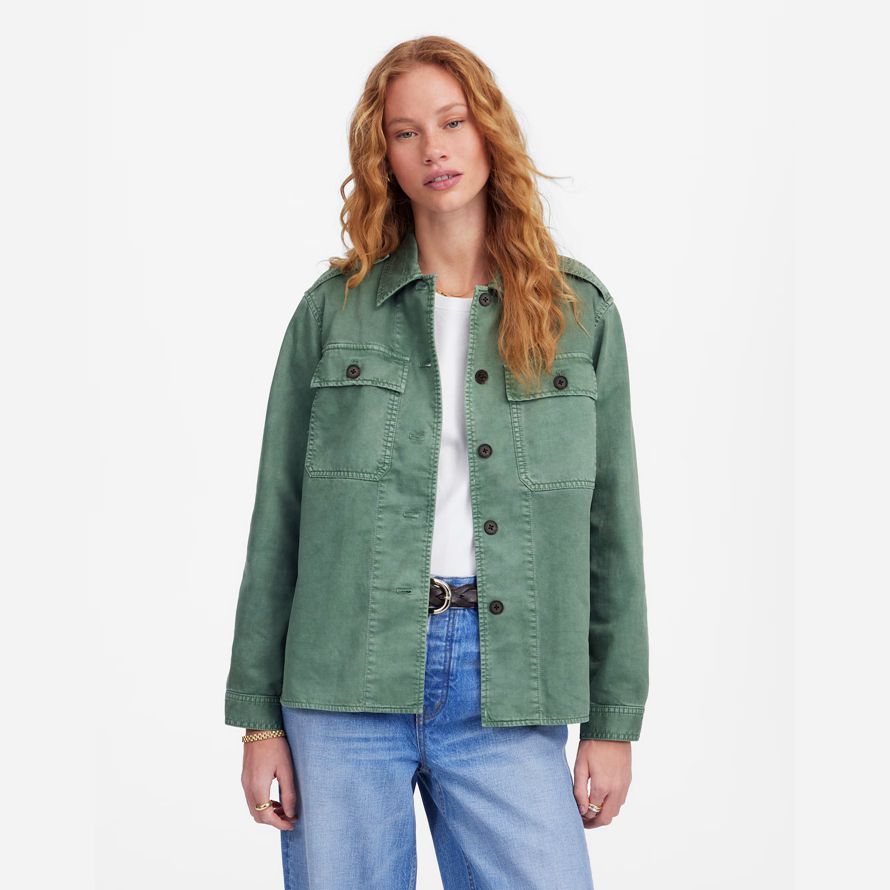 damen madewell leicht utility shirt jacken grün