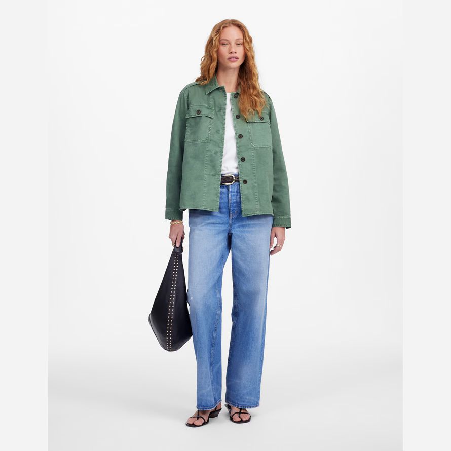 damen madewell leicht utility shirt jacken grün