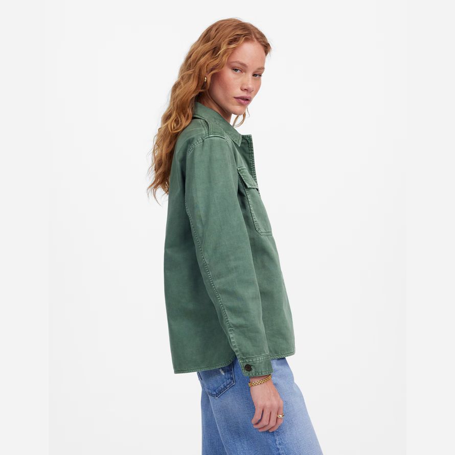 damen madewell leicht utility shirt jacken grün