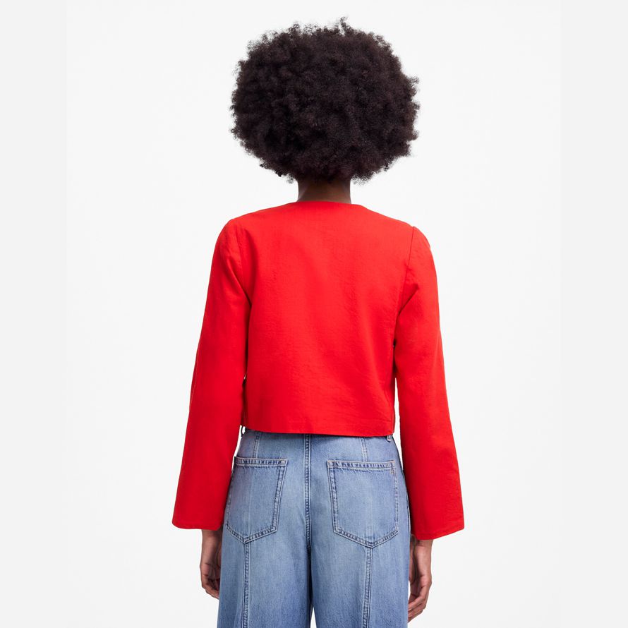 red madewell womens crop-strickjacke baumwoll-leinen-jacken