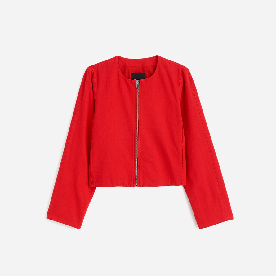 red madewell womens crop-strickjacke baumwoll-leinen-jacken