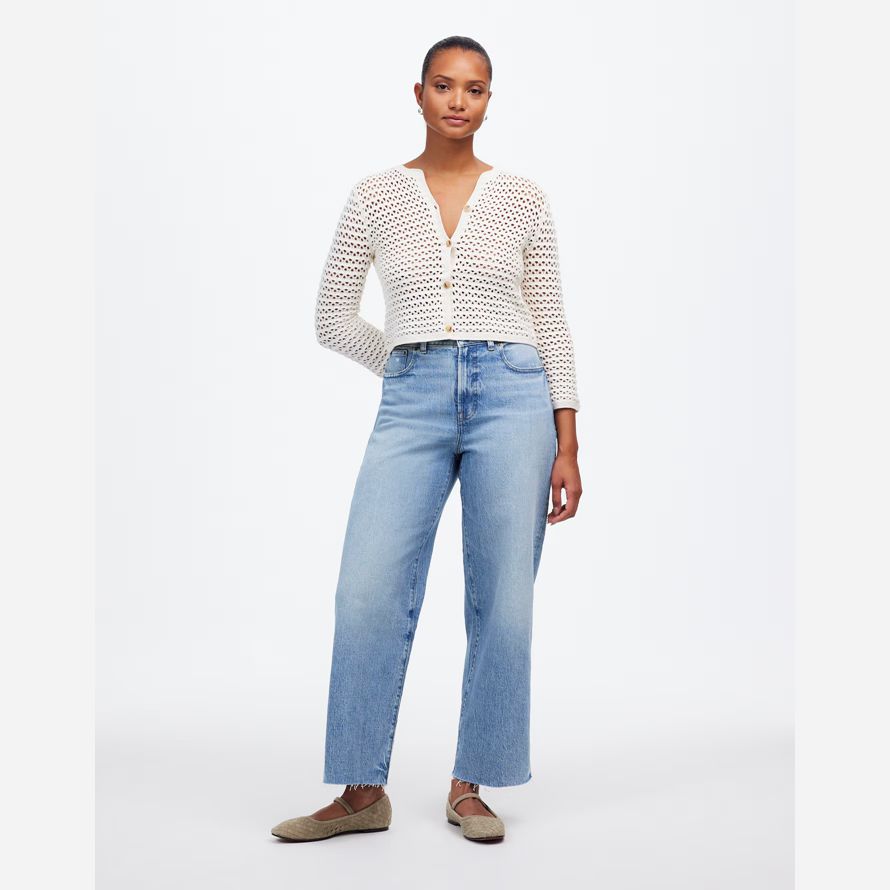 damen madewell dem curvy perfekte vintage-wide-leg crop jeans-blue