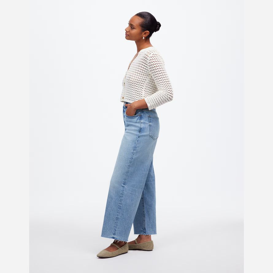 damen madewell dem curvy perfekte vintage-wide-leg crop jeans-blue