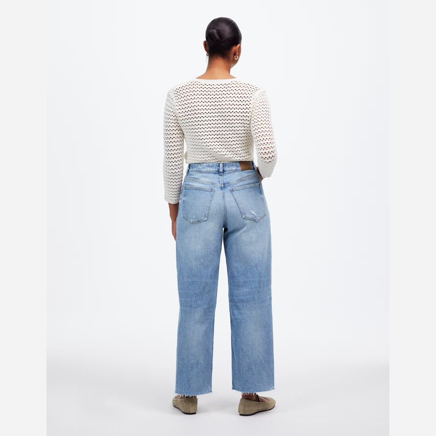 damen madewell dem curvy perfekte vintage-wide-leg crop jeans-blue