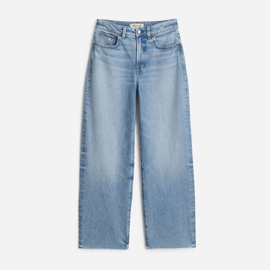 damen madewell dem curvy perfekte vintage-wide-leg crop jeans-blue