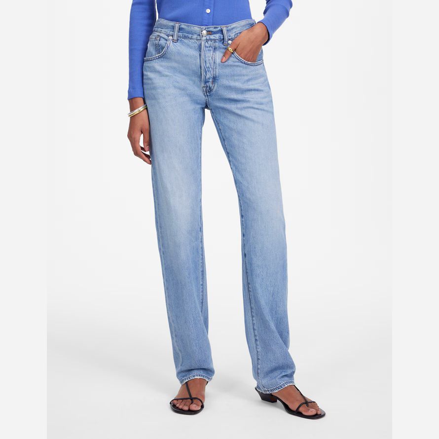 light blue madewell dekan leicht luftig geraden womens jeans