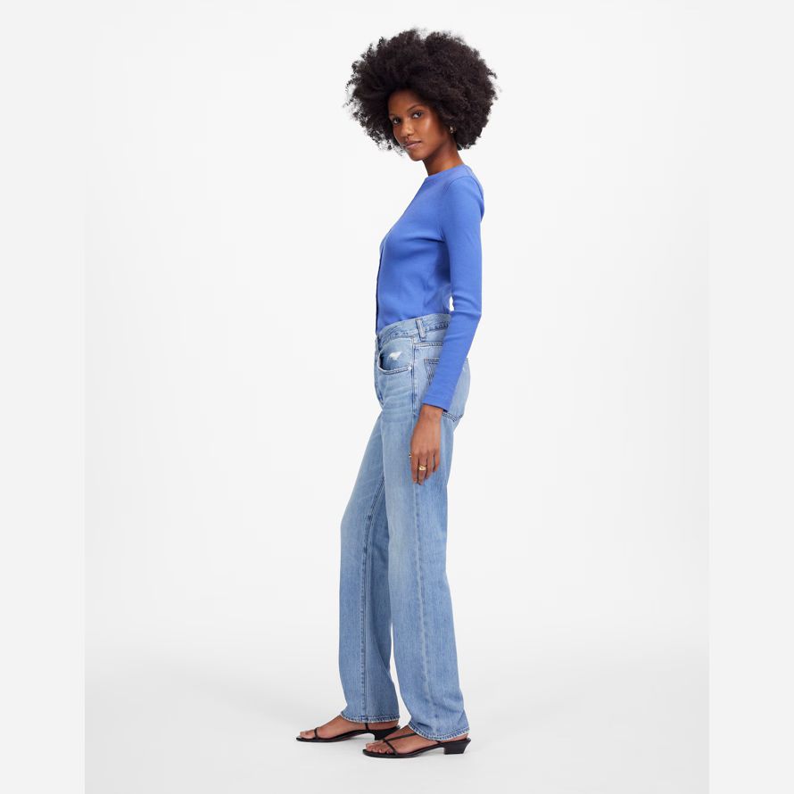light blue madewell dekan leicht luftig geraden womens jeans