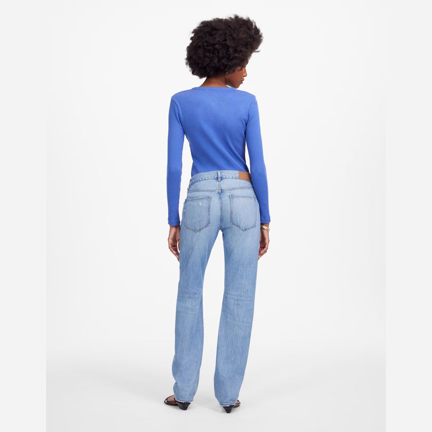 light blue madewell dekan leicht luftig geraden womens jeans