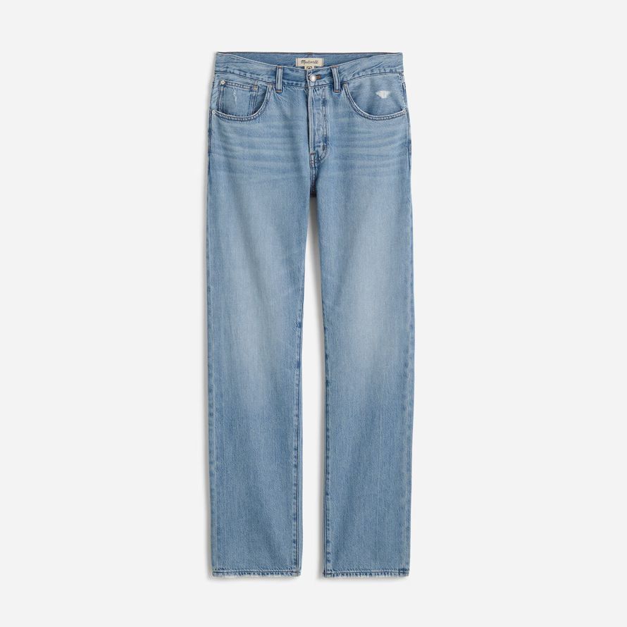light blue madewell dekan leicht luftig geraden womens jeans
