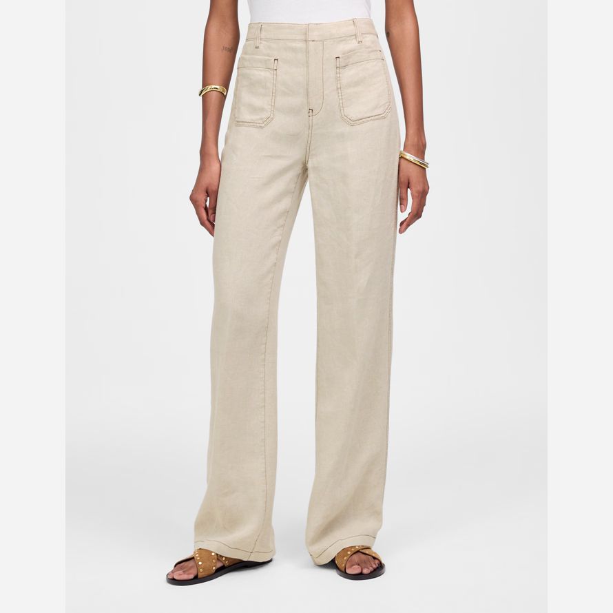 beige madewell patch pocket flare damen hosen