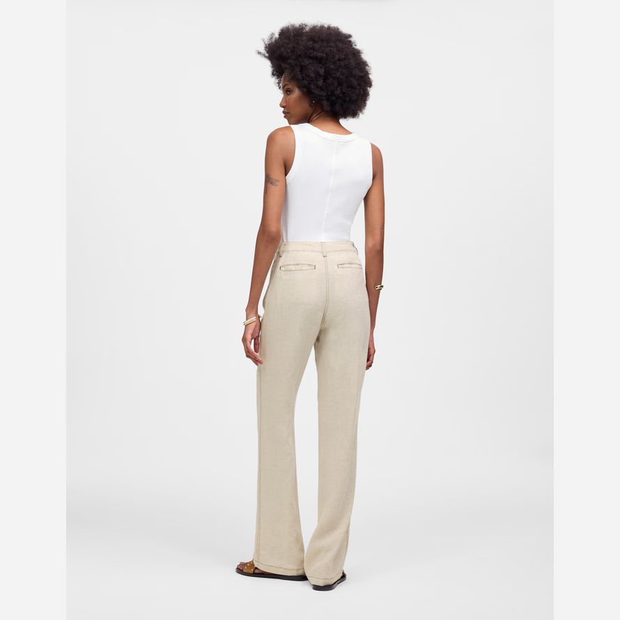 beige madewell patch pocket flare damen hosen