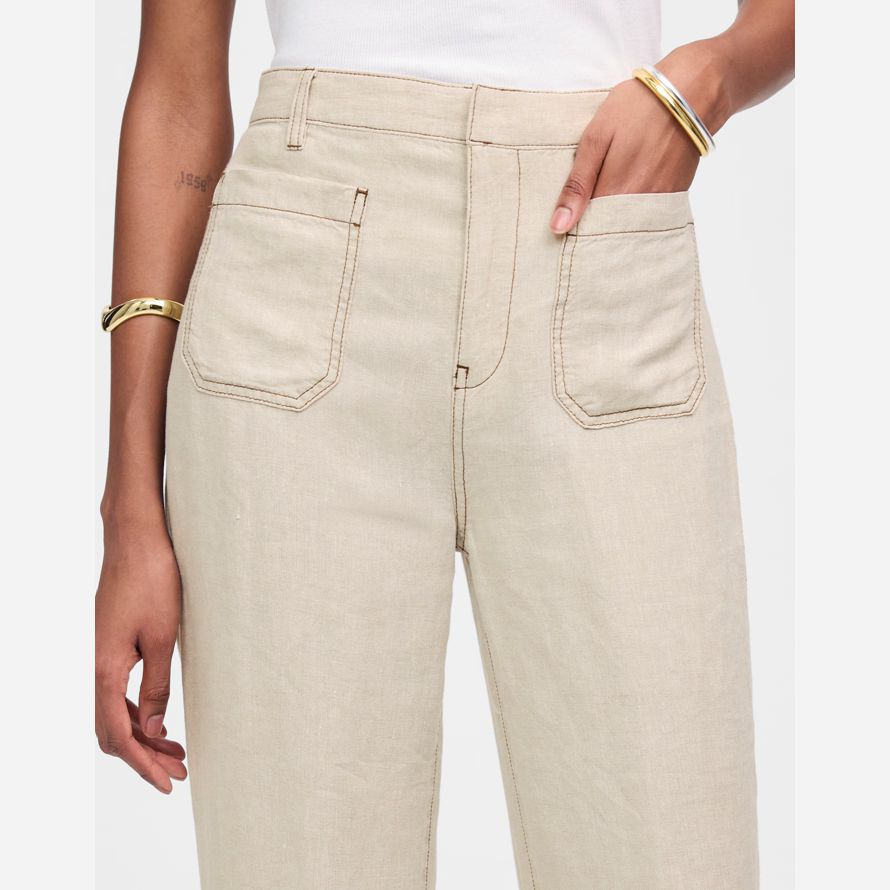 beige madewell patch pocket flare damen hosen