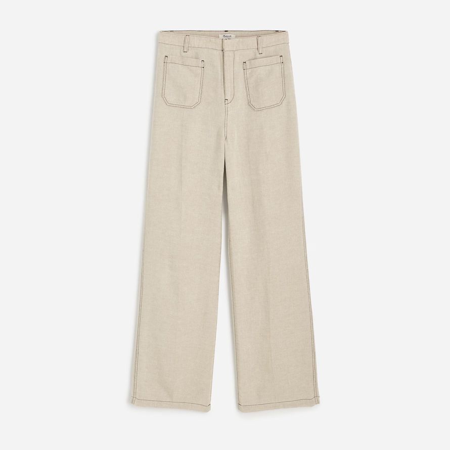 beige madewell patch pocket flare damen hosen