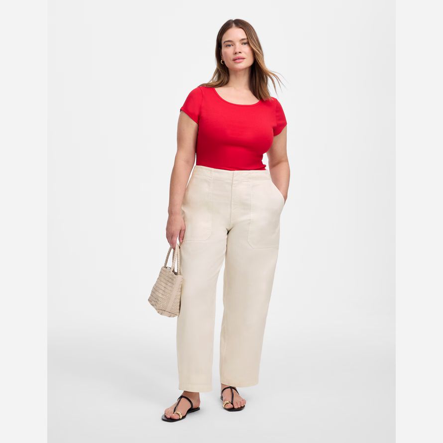 beige damen madewell plus tapered-leg utility pants