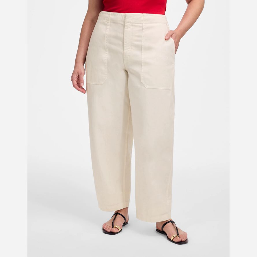 beige damen madewell plus tapered-leg utility pants