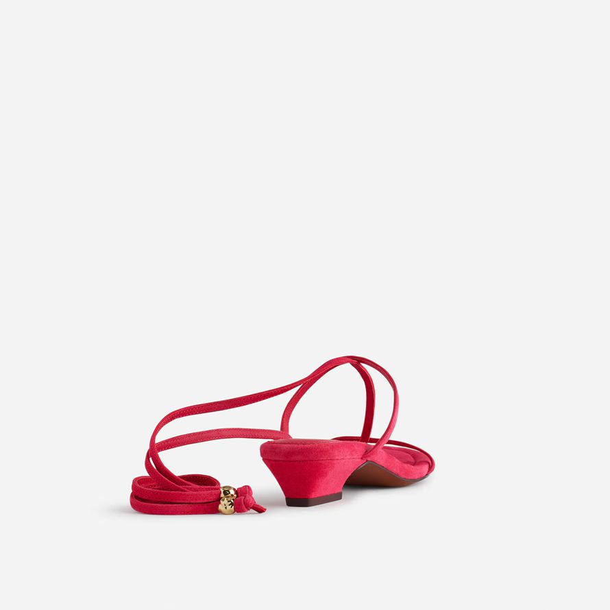 rote damen madewell die maycie spitze-up t-strap wildleder sandalen