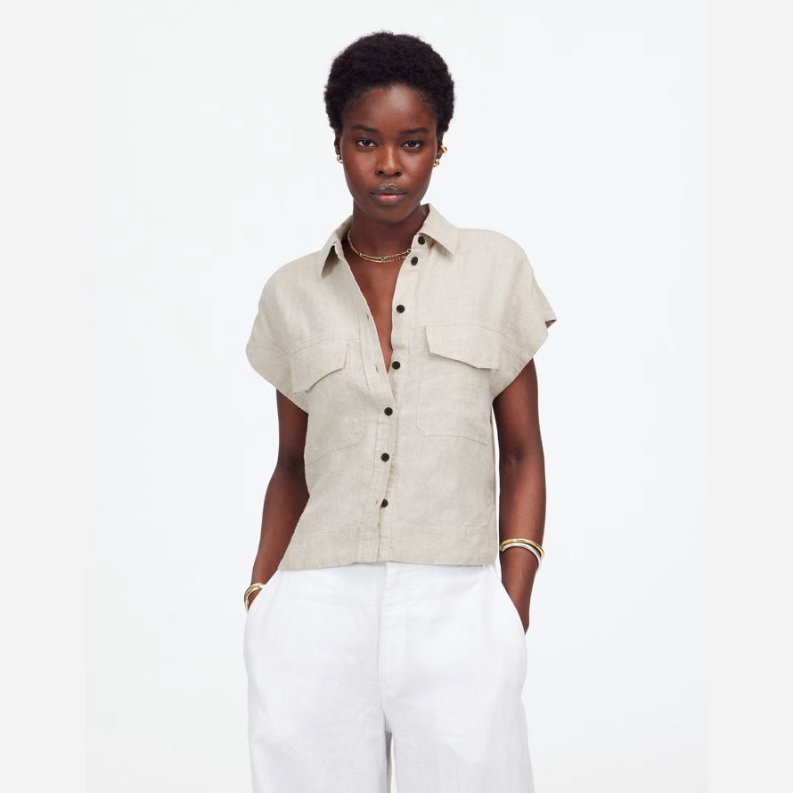 beige madewell boxy cargo-pocket-button-up-womens t-shirts
