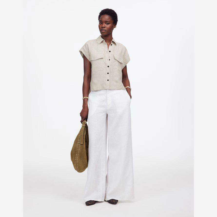 beige madewell boxy cargo-pocket-button-up-womens t-shirts