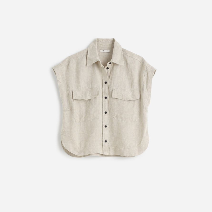 beige madewell boxy cargo-pocket-button-up-womens t-shirts