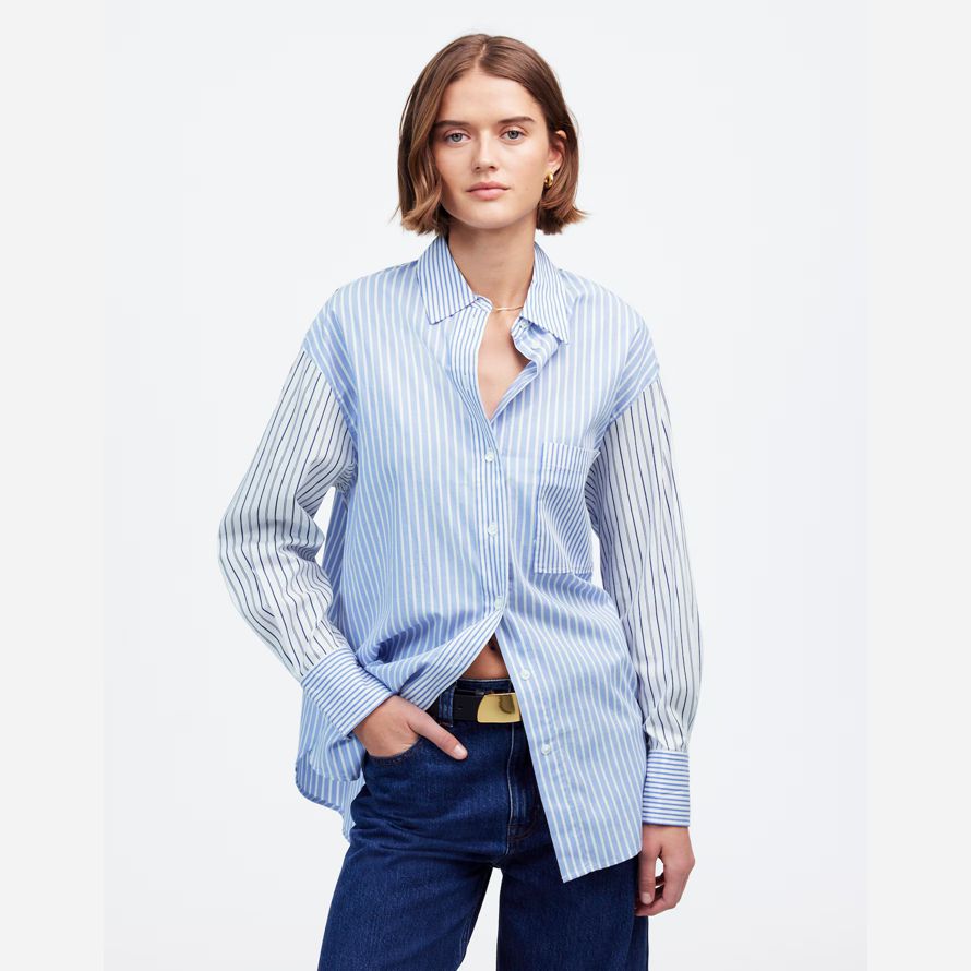 blau weiß madewell Übergroßes button-up-womens t-shirts