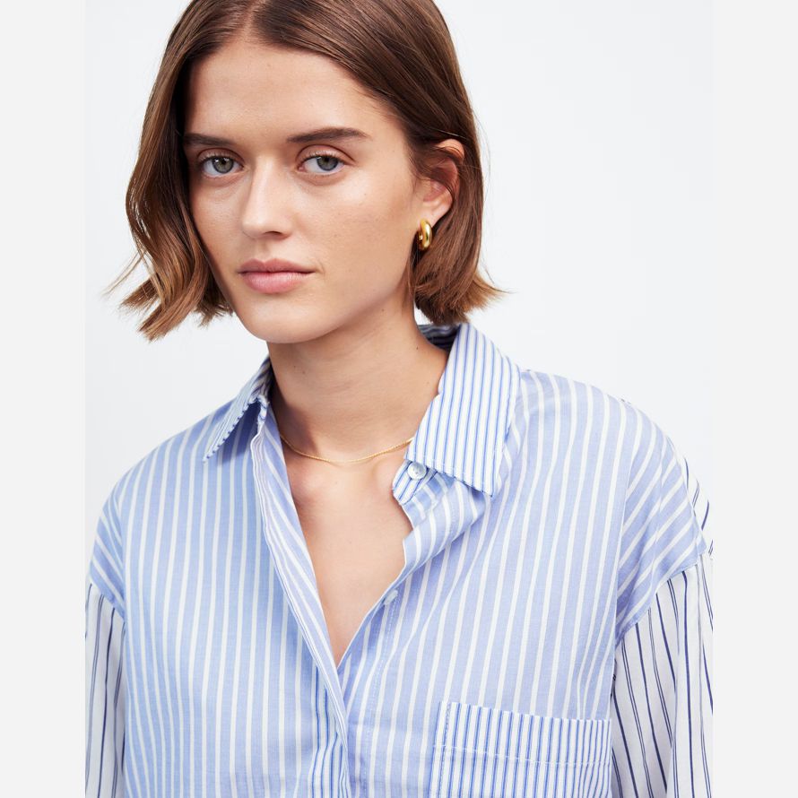 blau weiß madewell Übergroßes button-up-womens t-shirts