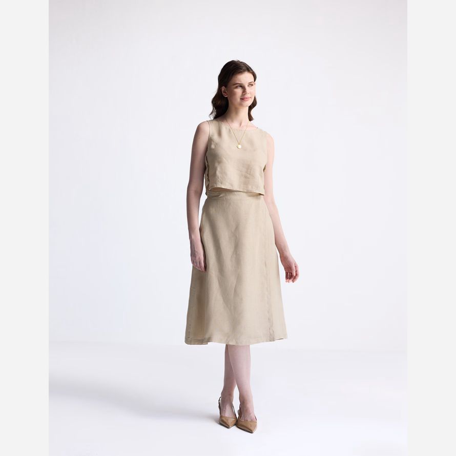 beige damen madewell reistorᆴ Überlappen midi rock