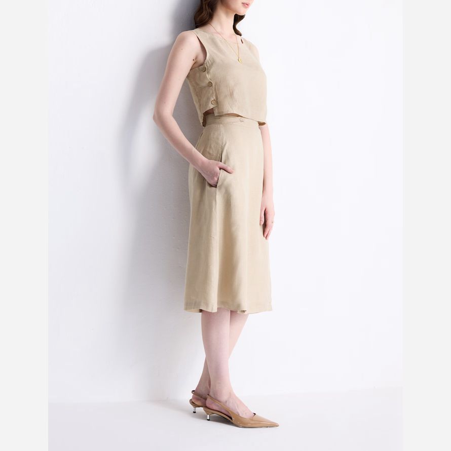beige damen madewell reistorᆴ Überlappen midi rock